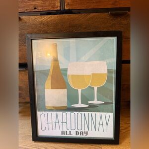 Framed “Chardonnay All Day” Retro Print — 21.5” x 17.5”